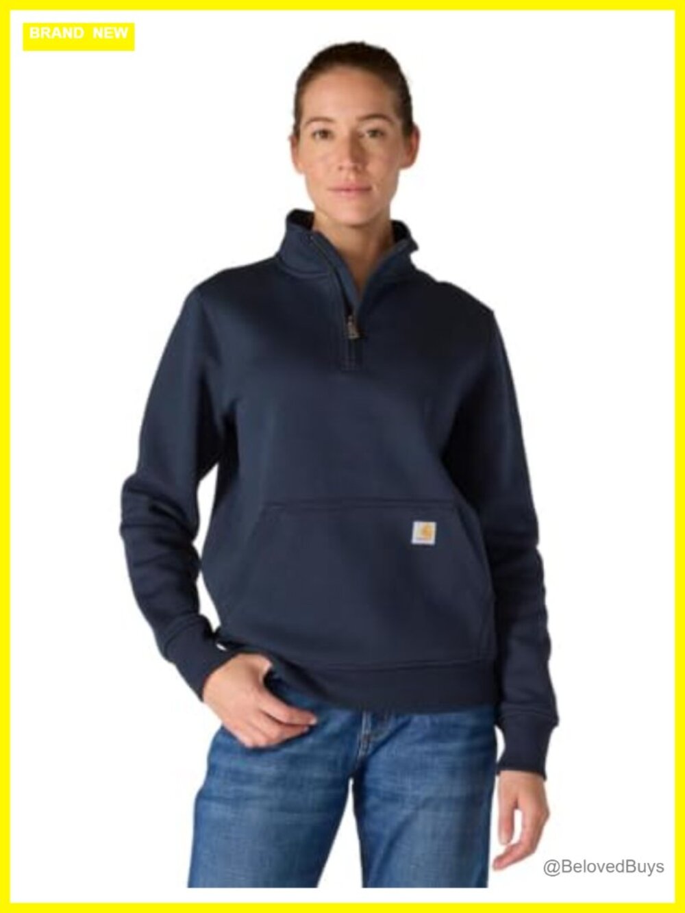 Quarter-Zip Sweatshirt Relaxed Fit Cotton Blend Mock Neck
